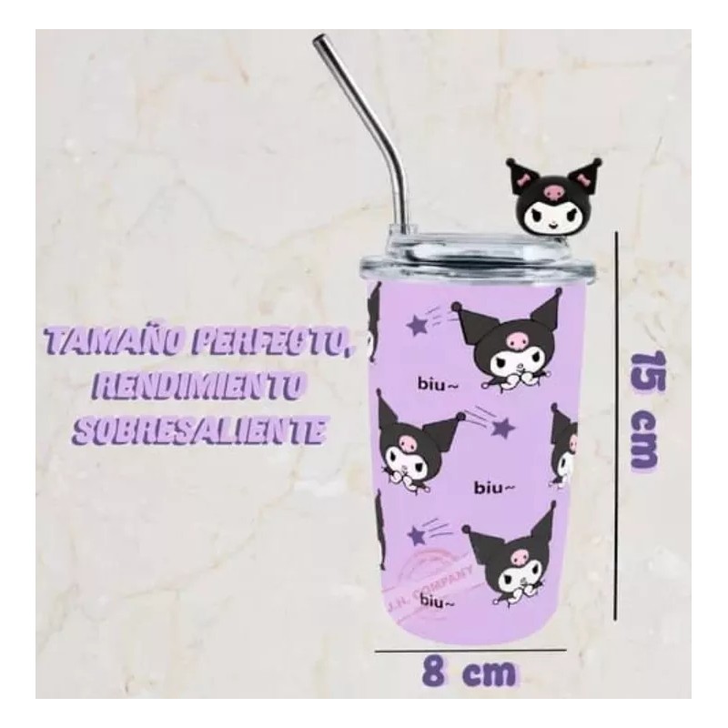 KH Termo Vaso Sanrio Con Popote Acero Inoxidable Kitty Melod