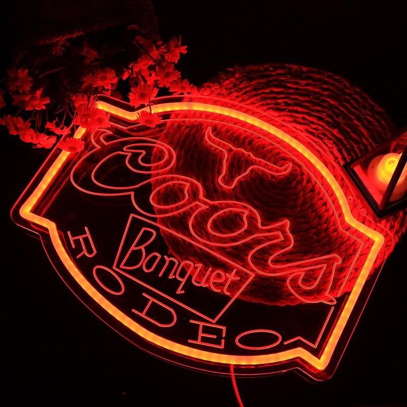 Pinlangdou Cors Neon Sign Dimmable Western Rodeo Light Signs for