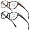 SKYOLUY 2 PCS Distinctive Progressive Multifocus Reading Glasses Women, Retro