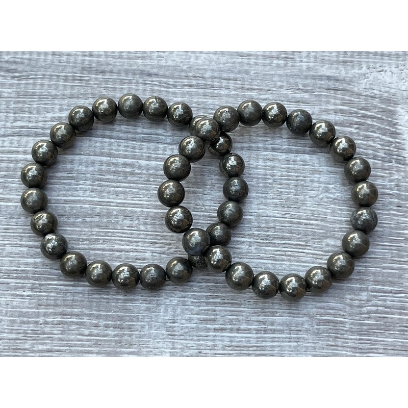 GAF TREASURES Pyrite Crystal Bead Bracelet 8mm, Wholesale Genuine Pyrite