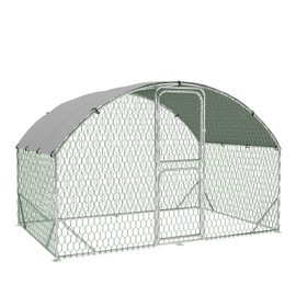 Large Metal Chicken Coop, Walk-in Poultry Cage, Chicken Run Pen House with Reinforcement & Waterproof & Anti-Ultraviolet Cover Chicken Coop Run with Double Lockable Doors for Outdoor 9.8 x 6.5X 6.5ft
