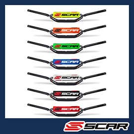 SCAR Handlebar Motocross Dirtbike Motorcycle 7/8 22mm - Medium height Carmichael - Alloy Street Roadster Hornet CB Bandit GSR Z750 - Round bar pad Red