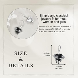 Gothic Earrings 925 Sterling Silver Black Witches Heart/Sword Dangle Dangly Drop Leverback Earrings Goth Jewelry Gifts for Women, Normal, Sterling Silver, No Gemstone