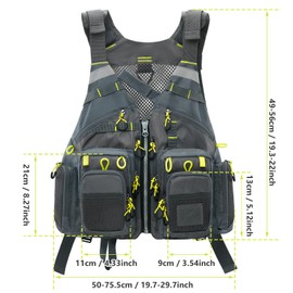 Gonex Angel Vest Men's Adjustable Work Vest with Multiple Pockets for Fishing Fly Fishing Outdoor Airsoft Hunting Fishing Equipment, Grey / yellow