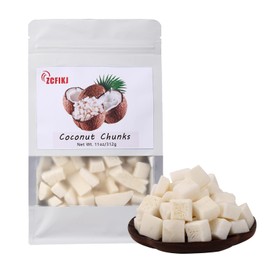 Dried Coconut Chunks 11oz/312g,Freeze Dried Fruit Snack Unsweetened,Dehydrated Coconut Flakes for Breakfast Desserts,Refreshing and Delicious Coconut Flavor,In Resealable Bags