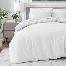 Bare Home Single Size Duvet Cover Set - Premium 1800 Ultra-Soft, Lightweight, Cooling Duvet Cover with 1 Pillowcase (White)