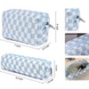 2 Pcs Checkered Cosmetic Bag Pencil Case Portable Travel Toiletry