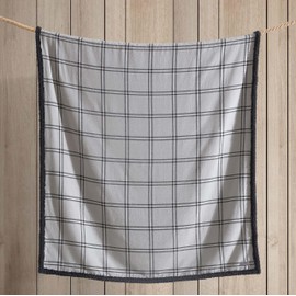 Eddie Bauer - Throw Blanket, Cotton Flannel Home Decor, All Season Reversible Sherpa Bedding (Kettle Falls Grey/Black Throw)
