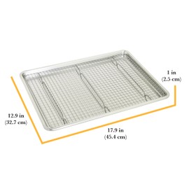 Chicago Metallic Aluminum Large Baking Sheet and Rack Set, made from Recycled Aluminum, Includes Wired Rack Perfect For Cooling Food Evenly
