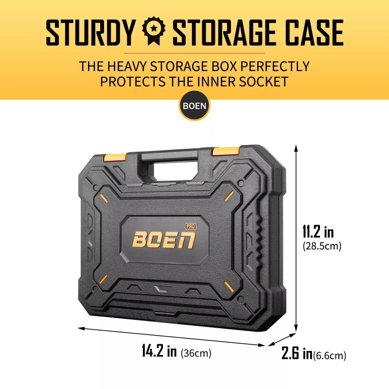 BOEN Pro 20-Piece 1/2" Drive Deep Impact SAE Socket Set,