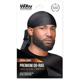 WAV ENFORCER Paño Do-Rag Hombre Adulto Negro Deportivo para Ondas, Trenzas y Dreadlocks
