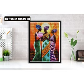 Bimkole 5D Diamond Painting Kits African American Women, Full Drill Exotic Beauty Paint with Diamonds Art DIY Rhinestone Embroidery by Number Kits Cross Stitch Home Wall Craft Decoration(12x16inch