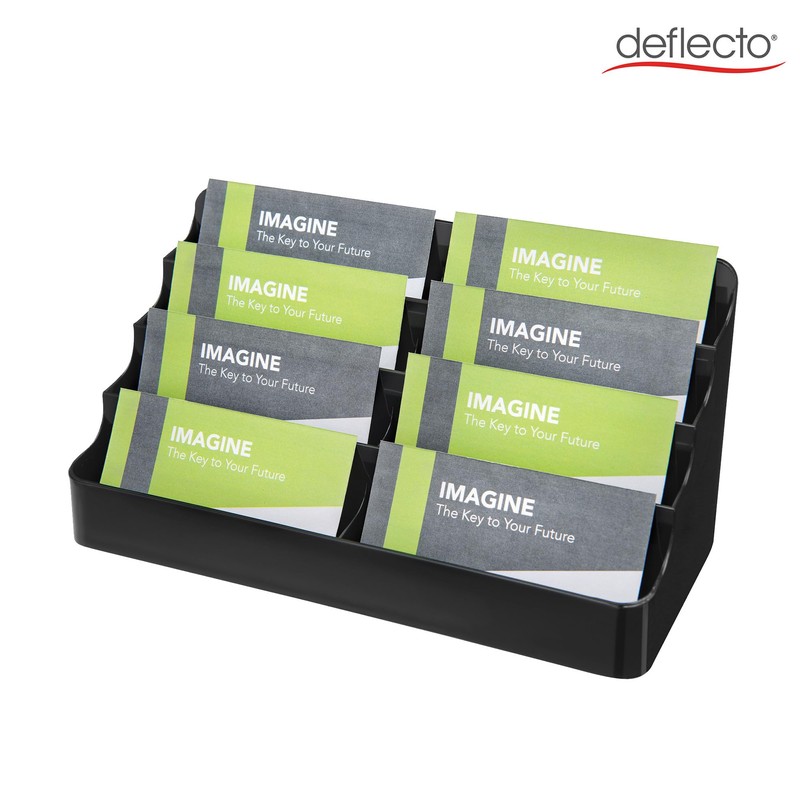 Deflecto 4 Tier 8 Pocket Landscape Business Card Holder Black