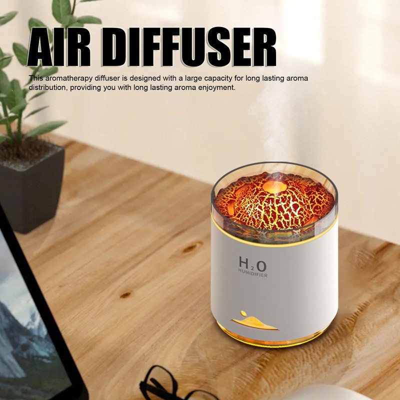 Essential Oil Diffuser Large Capacity Colorful Volcano Appearance Night Light