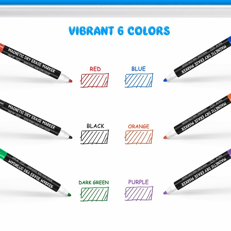 maxtek Whiteboard Pens Magentic, Fine Tip Dry Wipe Pens, Assorted