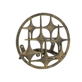 Bronze Finish Cast Iron MCM Stars Wall Mounted Hose Holder - Stylish Mid-Century Modern Garden Decor Solution - 11.5 Inches in Diameter, Weather-Resistant