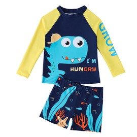 Happy Cherry Boys 2 Piece Rash Guard Swimsuits Kids Long Sleeve Swimwear Dinosaur Surf Bathing Suit Set 6Years