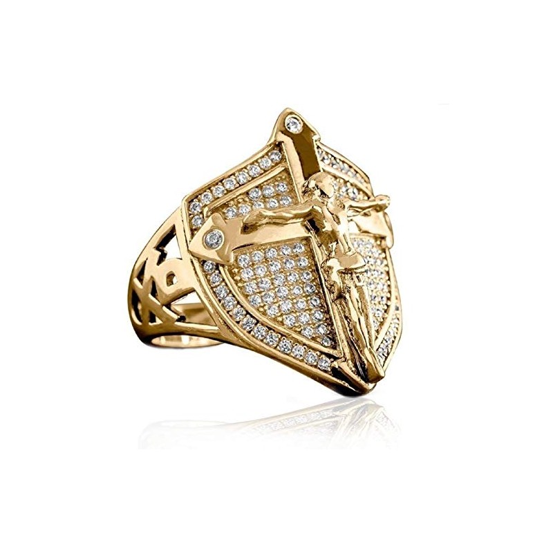 PikaLF Christian Jesus Cross Ring for Men, Crucifix Ring, Medieval