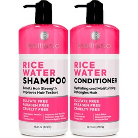 Champú y acondicionador de agua de arroz sin sulfatos para cabello fino y delgado Fórmula más espesa y voluminizadora para mujeres y hombres con saw  