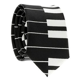 Music Tie for Men or Women - Original Tie with Fantasy Motif - Music Group Accessories Orchestra Choir, Black piano