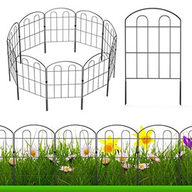 Decorative Garden Fence Outdoor 24in x 10ft Coated Metal RustProof Landscape Wrought Iron Wire Border Folding Patio Fences Flower Bed Fencing Animal Barrier Section Panels Decor Picket Edging