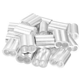 uxcell 20Pcs Aluminum Crimping Loop Sleeve for 3/8" Diameter Wire Rope, Double Ferrule Aluminum Wire Rope Sleeve for Cable Line End