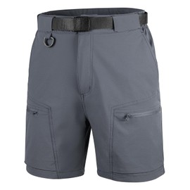 FREE SOLDIER Men's Cargo Hiking Shorts with Belt Lightweight Quick Dry Tactical Shorts with Pockets for Casual Work Golf (GrayBlue 40W12L)