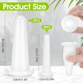 Classicseali 4 Pcs Facial Cups, Silicone Face Cupping Tool, 2 Different Sizes of Silicone Facial Cupping Tool for Anti-Aging Massage, Facial Cupping Set for Face, Neck, Eyes, White