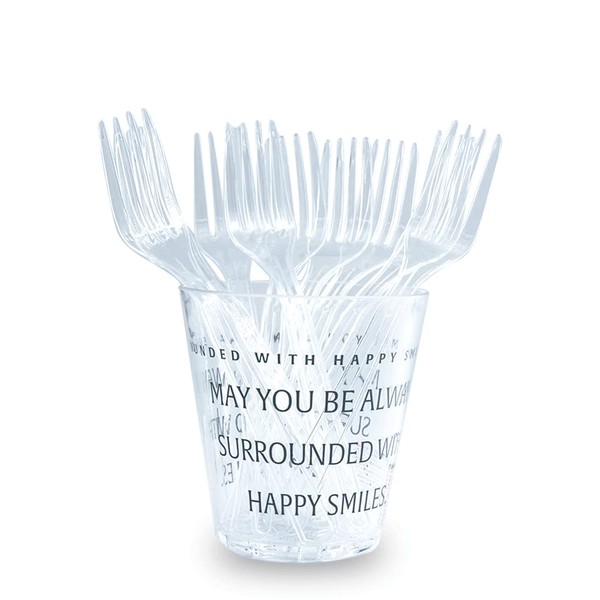 PartyMars 100Pcs Clear Plastic Forks-Plastic Silverware Forks-Plastic Cutlery-Crystal Disposable Forks Pack-Disposable Flatware-Plastic Utensils Set
