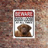 BEWARE DOGS LOOSE AT ALL TIMES METAL SIGN DOGUE DE