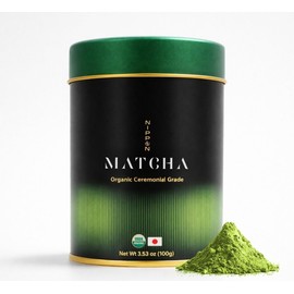 Nippon Matcha – Organic Premium Ceremonial Grade Japanese Matcha Green Tea Powder – First Harvest from Uji, Kyoto – USDA Certified, Stone-Ground, Smooth & Vibrant (100g/3.53oz)