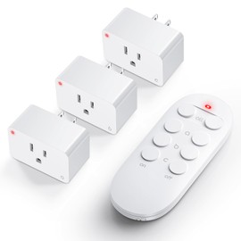 HOMATTER Remote Control Outlet Plug, Remote Light Switches Wireless, Remote Outlet Switch Kit for Household Appliances, FCC Certified, 15A/1800W, 100FT Range, 1 Remote and 3 Outlets