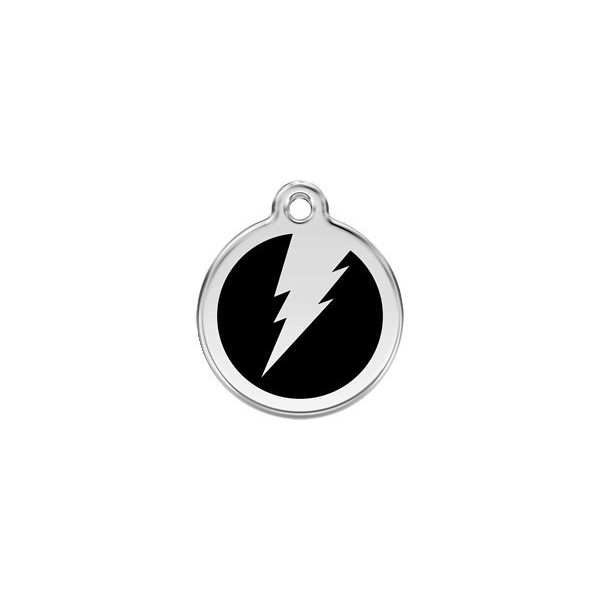 Red Dingo Custom Engraved Dog ID Tag - Lightning Bolt Medium/Black