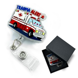 Trauma Alert,Ambulance Badge Reel,Funny Badge Reel for Doctors Nurses with Alligator Clip,Gift for Paramedic Nurse Doctor Medical Worker,Emergency Bus Driver,Rapid Response Team Trauma Team