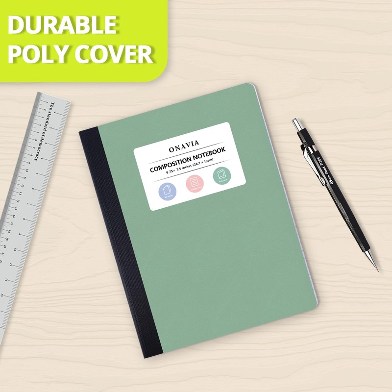 ONAVIA Plastic Composition Notebook College Ruled, 160 Pages, Assorted
