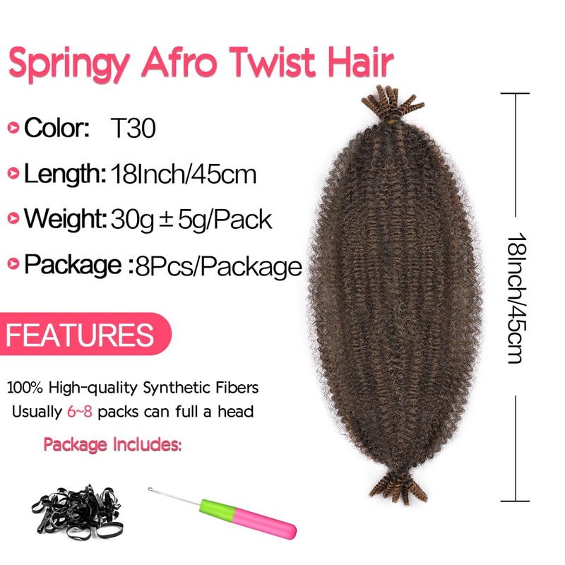 Synthetic Cuban Twist Hair Extensions for Women Braiding Hair8 Pack
