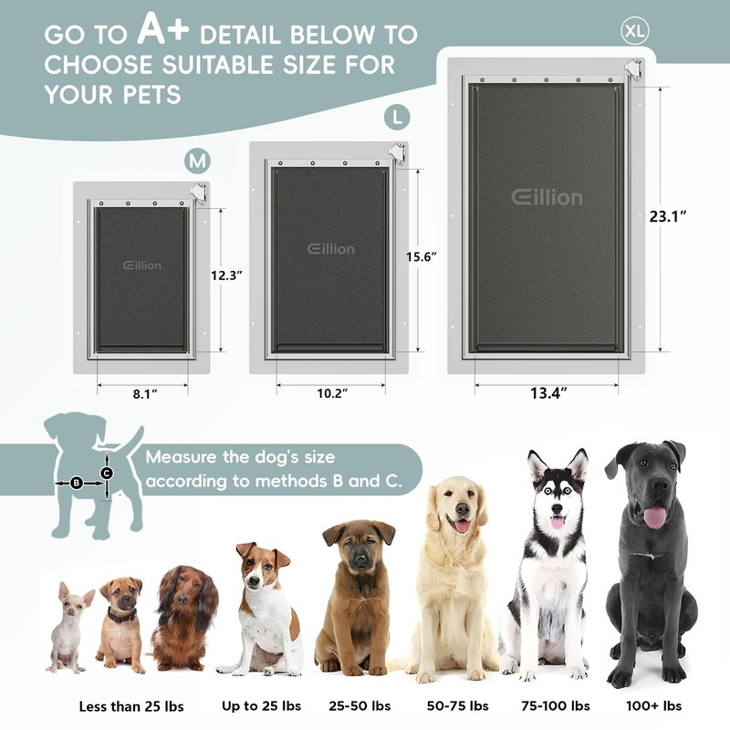 Pet Door for Wall Dog Door for Wall, 3-Flap Doggie