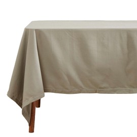 Homescapes Grey Cotton Tablecloth 4 to 6 Seater Rectangular 137 x 178 cm (54 x 70 Inches) Washable Hand Woven 100% Plain Cotton with Decorative Ladder Stitch Edge