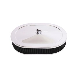 HRC Chrome 12" Air Cleaner Set 4-Barrel Carburetor 5-1/8" Neck Washable Muscle Black