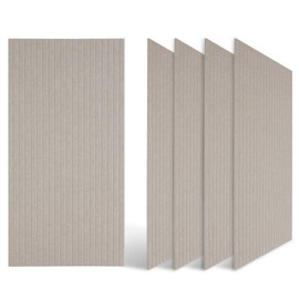 Acoustic Panels Large Acoustical Wall Panel 48x12x0.4 inch Self-adhesive Soundproof Panels for Walls Decorative Sound Proofing Wall Panels 3D Slat Sound Panels (Camel, 5PCS-48"X 24"X 0.4")
