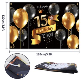 PAKBOOM Happy 75th Birthday Backdrop Banner - 75 Birthday Party Decorations Supplies for Men - Black Gold 3.9 x 5.9ft