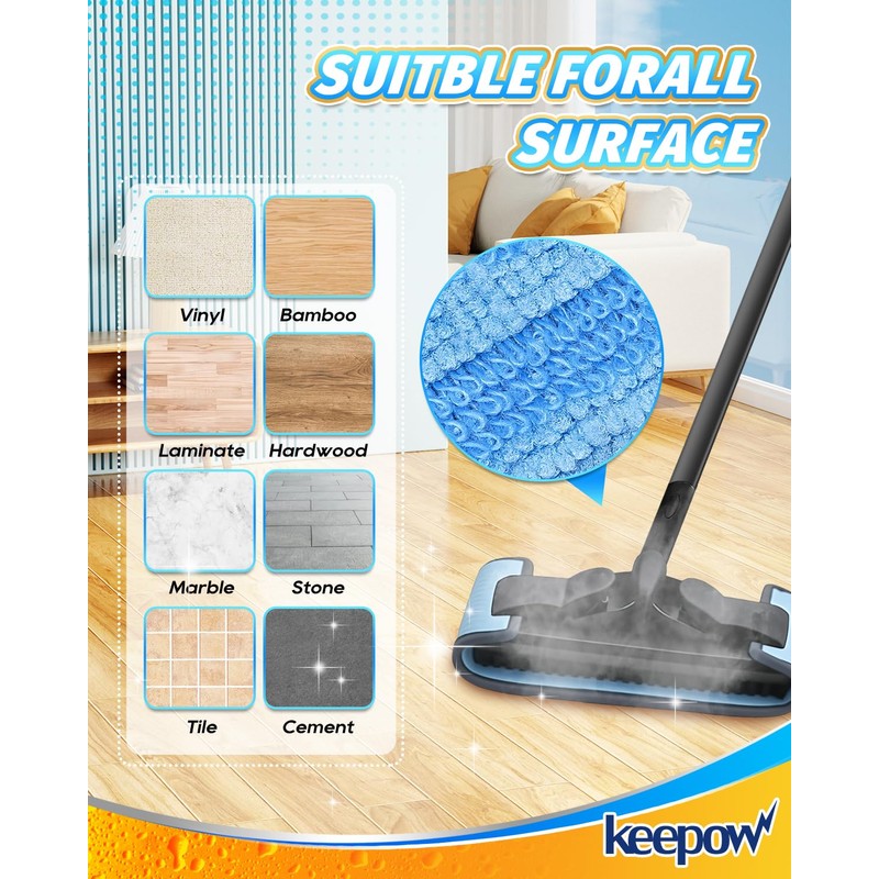 KEEPOW Reusable Microfiber Mop Pads Compatible with Wagner 905e, 915e