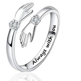 XENQITO 1 x Hug Ring, Women's Adjustable Ring, Premium Hug Rings, Engagement Ring, Open Rings for Women, Metal
