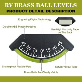 Geouniver 3-Pcs High-Visibility Ball Level Gauge for RV, Camper, Trailer | Shatterproof Flex-Tube Inclinometer | Bubble Level Alternative with Wide Angle Range (±45°)
