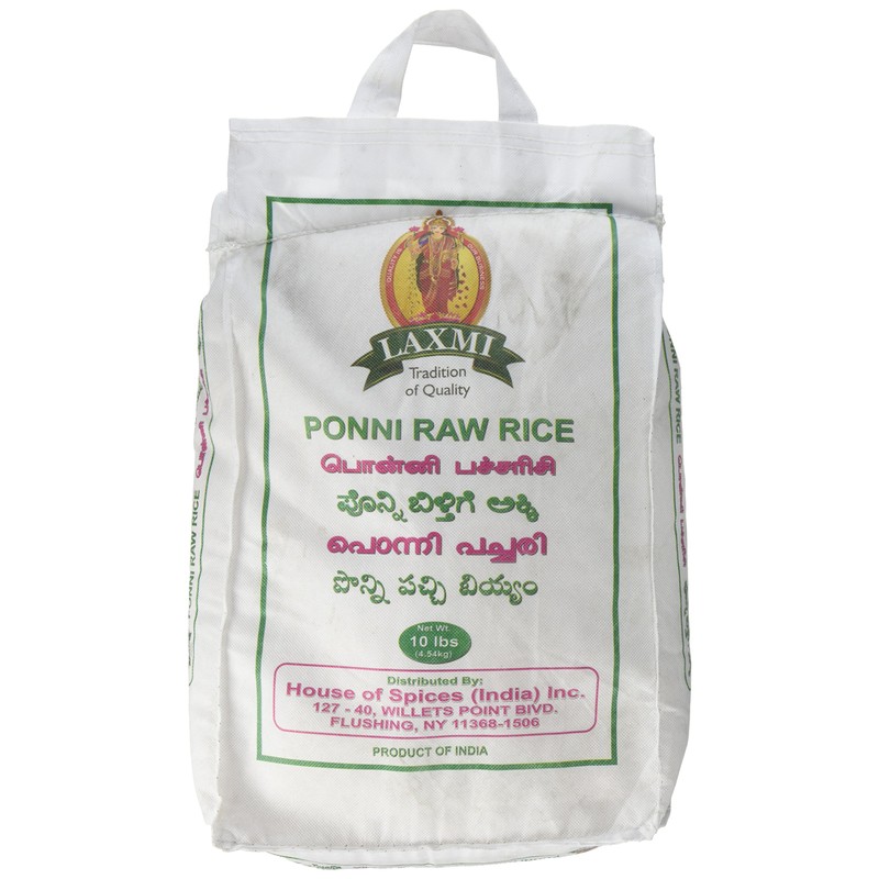 Laxmi All-Natural Ponni Raw (Like Gold) Rice, 10 Pounds