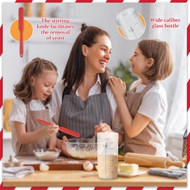 BLuvLy Sourdough Starter Jar, Sourdough Starter Kit with Date Marked Feeding Band, Thermometer, Excellent Scraper, Cloth Cover, Silicone brush and Metal Lid, 24 Oz Sourdough Starter Jar Kit