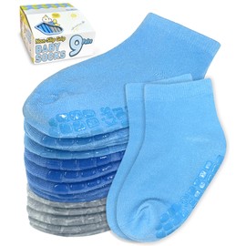 Calcetines para niños de 6 a 8 años, 4 5 niños pequeños, niñas y niñas y niños pequeños, 5 y 7 tripulación, agarre antideslizante, Niños-9 pares, 5-7 Años