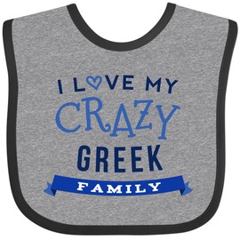 inktastic Greek Family Funny Baby Bib Heather and Black 2efb7
