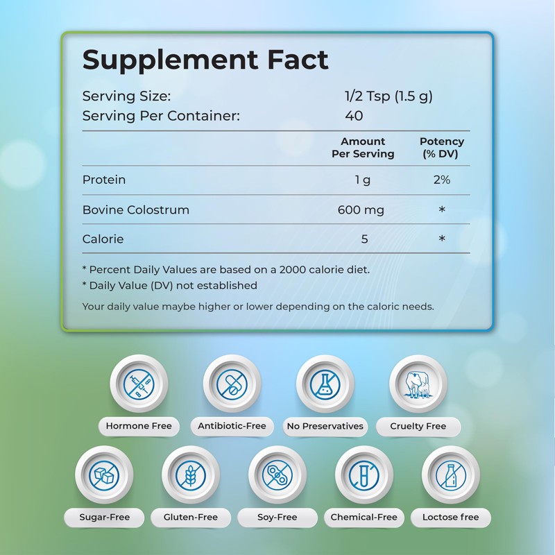 Wellness Extract Bovine Colostrum Powder Rich in Protein & Lactoferrin-