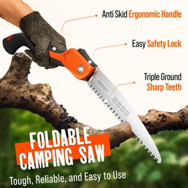 GROWIT Folding saw 11 Inch - Heavy Duty Pruning Saw with Triple-Cut SK5 Blade, 7 TPI Razor Teeth for Tree Trimming, Wood Cutting, Camping, Bushcraft, and Gardening